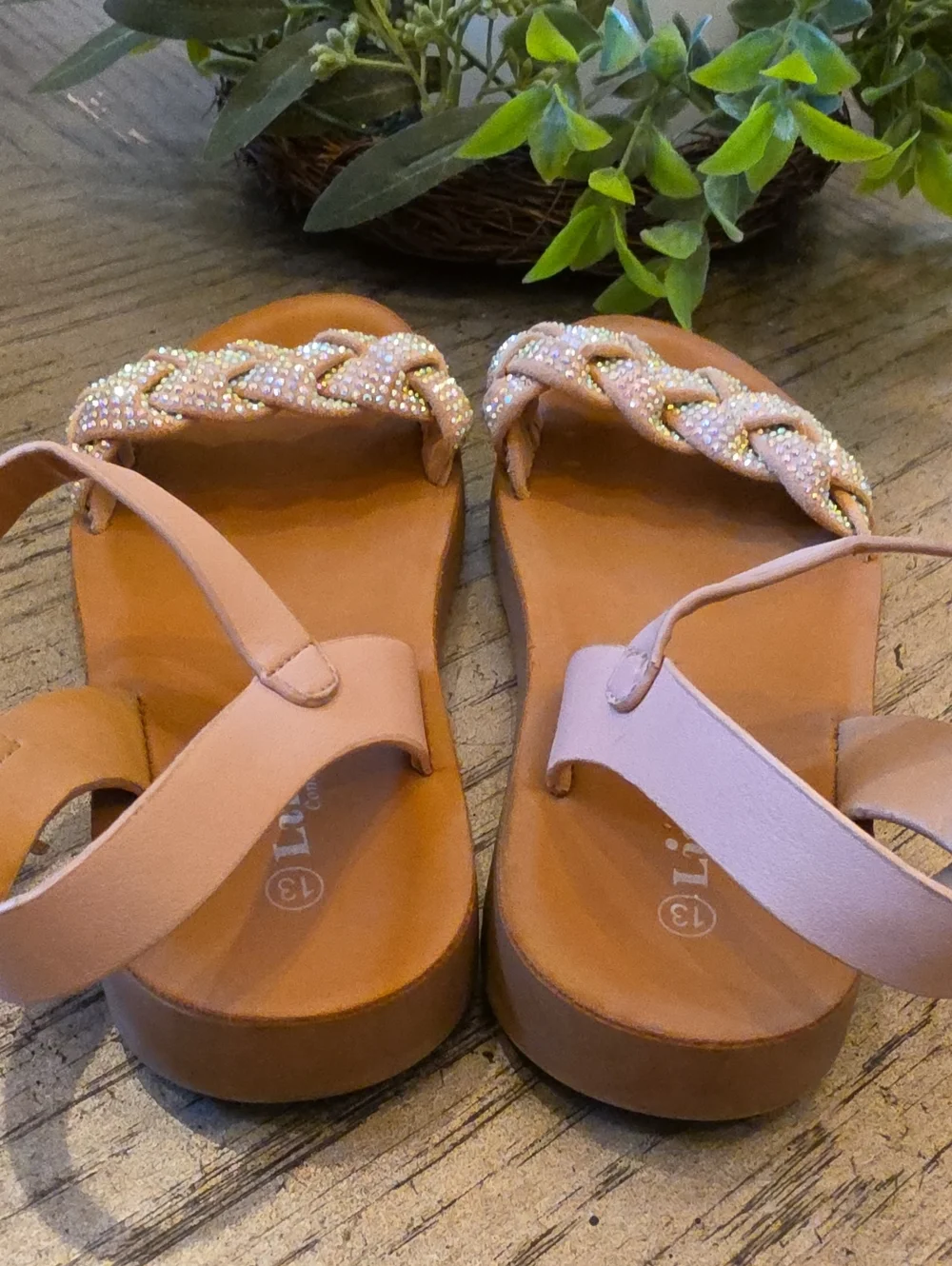 Braided Bead Pink Sandals Size 13